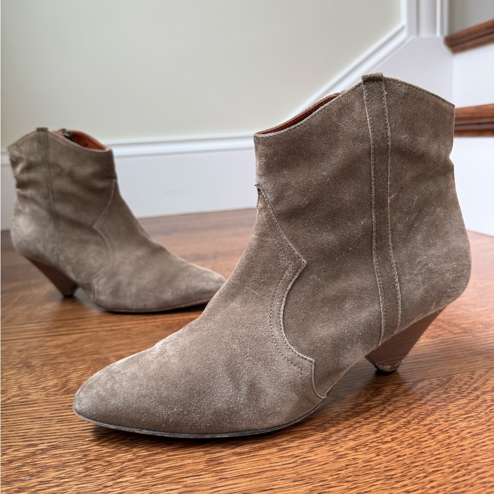 ISABEL MARANT Suede Leather‎ Western Cowboy Boots Heeled Pointed Toe Rodeo 40